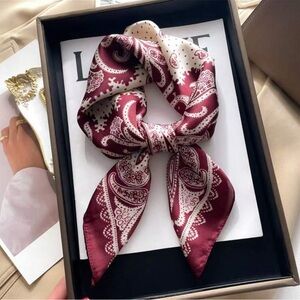 Elegant Burgundy Paisley Silk Scarf